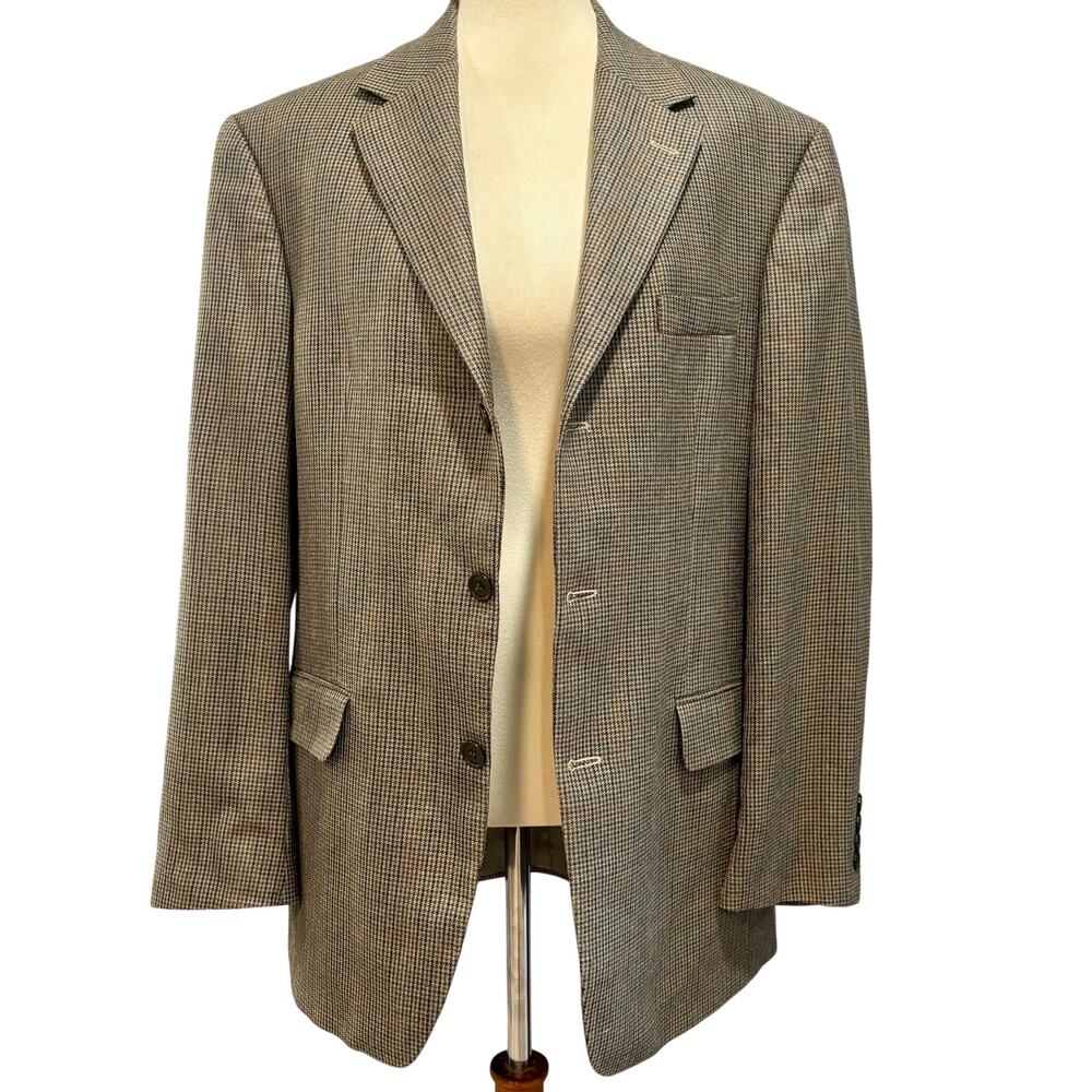 Vintage Andrew Fezza Plaid Tweed Blazer Wool Silk Dark Academia Sport Coat 42L